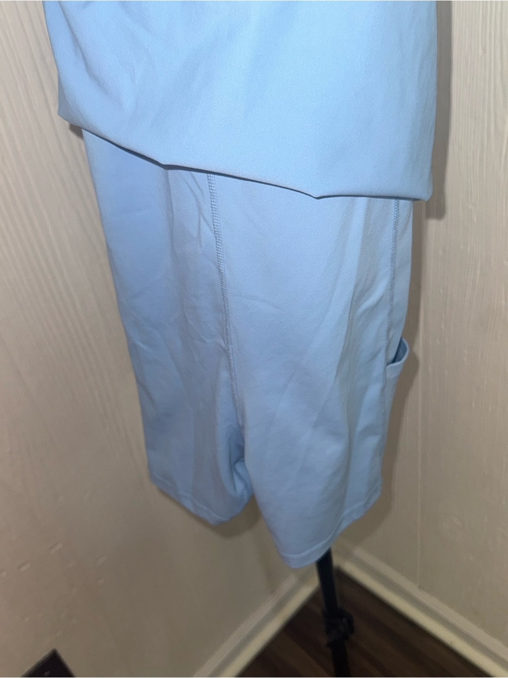 Fabletics Light Blue Strappy Fit & Flare Athletic Dress with Shorts and Pockets - Picture 3 of 5